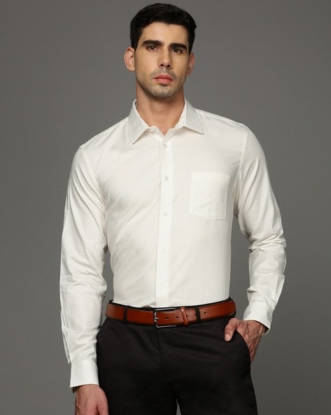 Mens cream best sale formal shirt