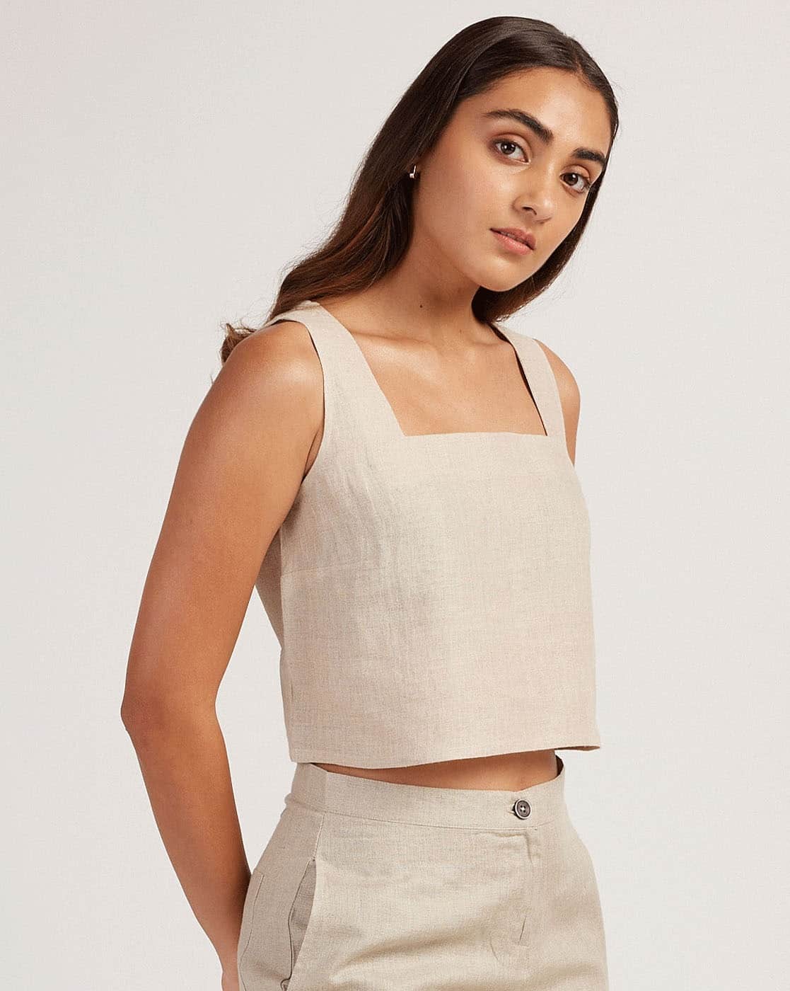 HYKE LINEN Cropped TOP