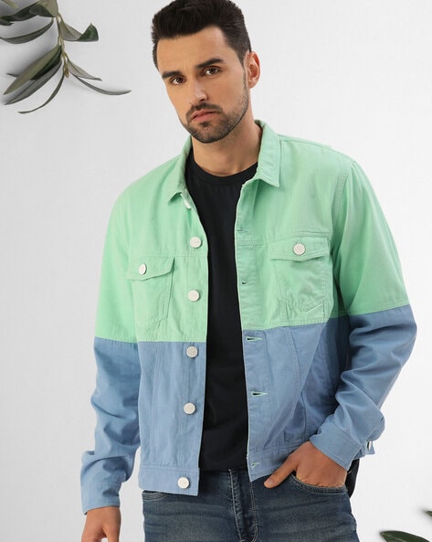 ASOS DESIGN tall oversized denim jacket in color block | ASOS