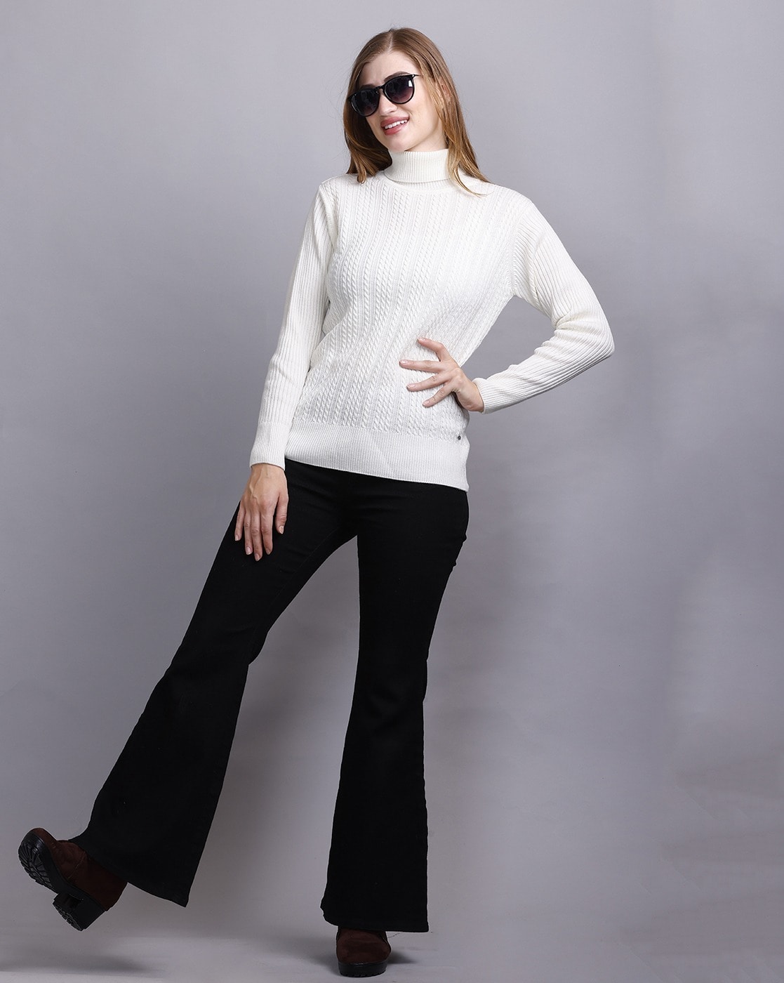 Women Ribbed Turtleneck Cardigan