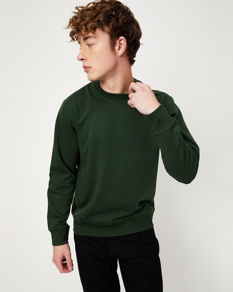 Men's green sales crew neck jumper