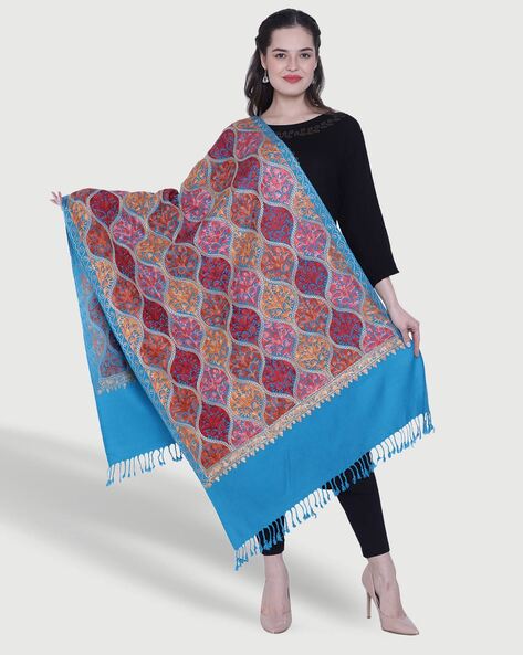 Women Embroidered Stole with Tassels Price in India