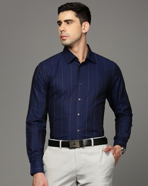 Buy Navy Blue Formal Shirt for Men Online in India