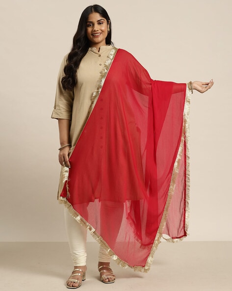 Women Chiffon Dupatta with Fringes Price in India