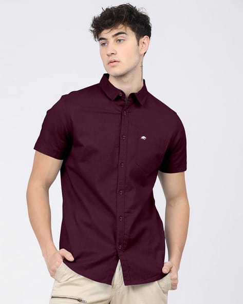BRUCEWANE Men Regular Fit Shirt with Patch Pocket