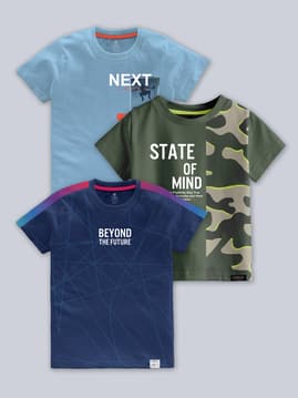 codez Pack of 3 Boy Regular Fit Round-Neck T-Shirts-picture-50