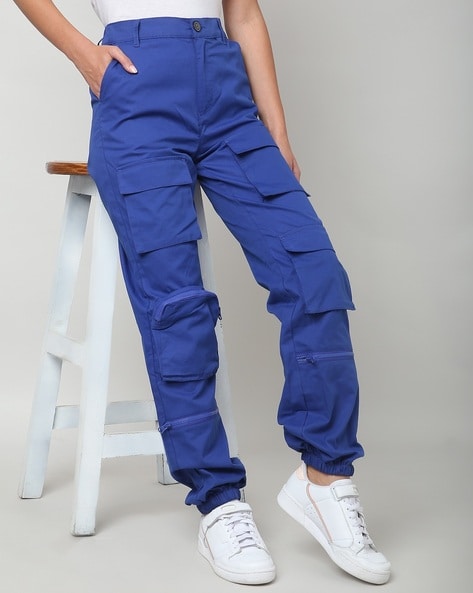 Buy Dark Blue Cargo Jeans For Women Online | Tistabene - Tistabene