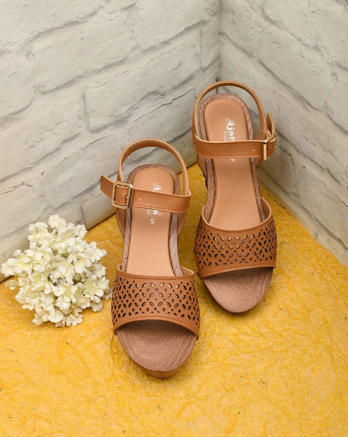 Buy Brown Heeled Sandals for Women by AJANTA Online Ajio