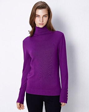 Purple turtleneck sweater women's best sale