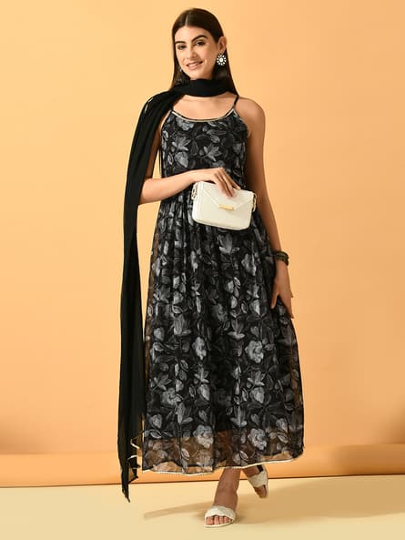 Myshka Women Floral Print Anarkali Kurta Set