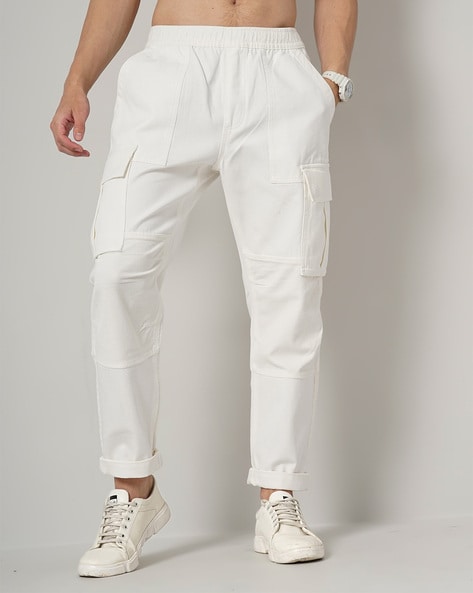 Buy Celio* White Cotton Regular Fit Trousers for Mens Online @ Tata CLiQ