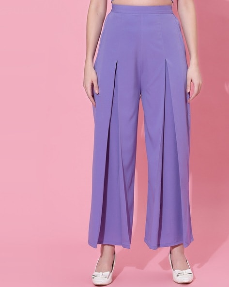 Buy PURPLE HIGH-RSIE PANT & CROP TOP SET for Women Online in India