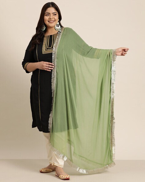 Women Chiffon Dupatta with Fringes Price in India