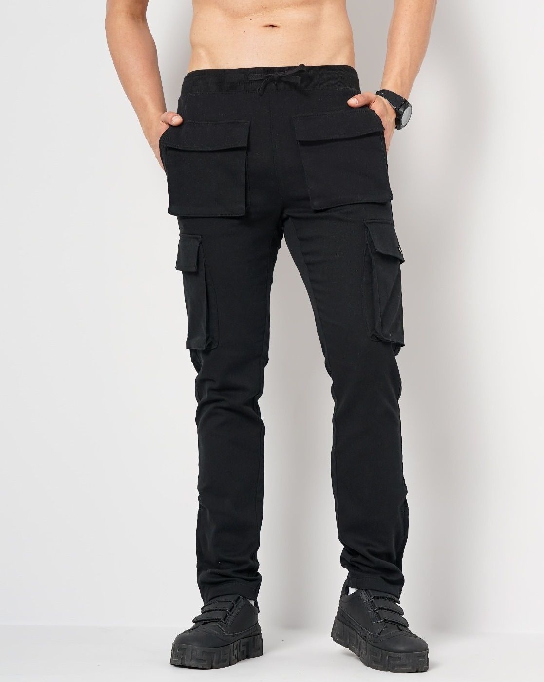 Buy URBAN INDY Genuine Cotton Twill Men's 2 Pocket Cargo Pants - Stylish  and Functional Comfortable Cargos for Men, Trousers Baggy Fit Design  (S_Black) at Amazon.in