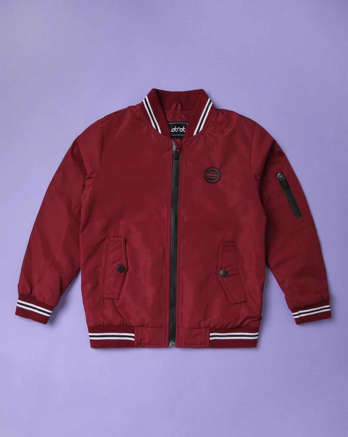 ASOS DESIGN MA1 bomber jacket with wadding detail in burgundy | ASOS