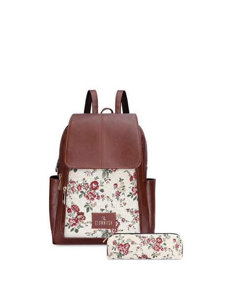Buy White Brown Backpacks for Women by The Clownfish Online