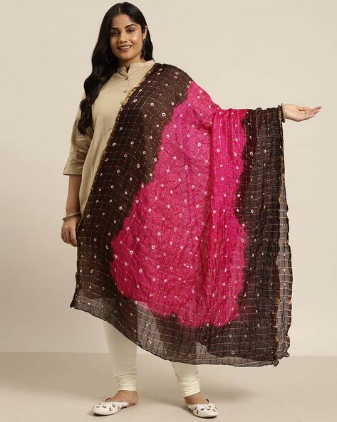 Women Bandhani Print Silk Dupatta Price in India