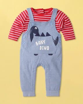 wotnot by azorte Striped T-Shirt & Dungaree Set-picture-38