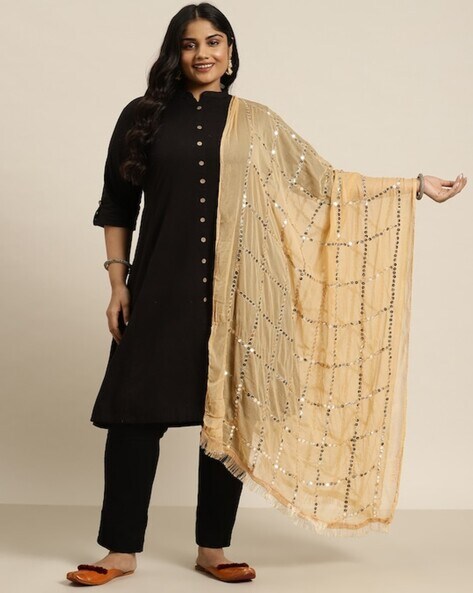 Women Embroidered Dupatta with Fringes Price in India