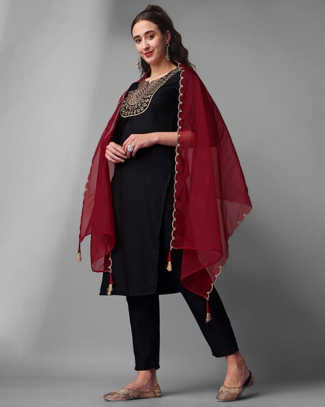 Buy Black Kurta Suit Sets for Women by Fanla Online