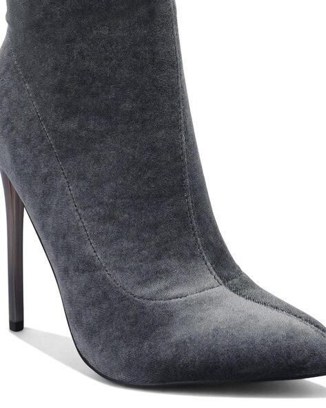 Grey pointed toe clearance booties