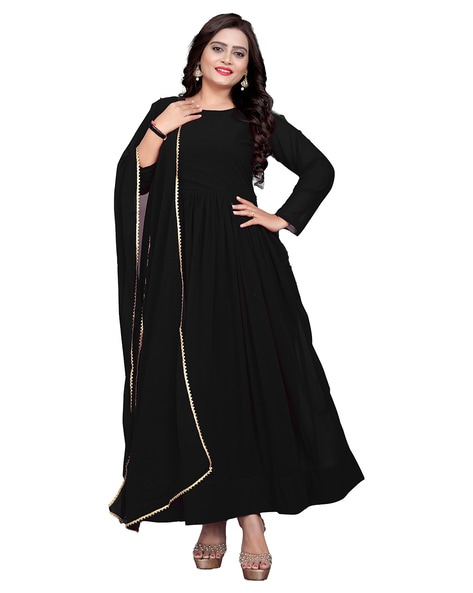 Black Anarkali Suit In Georgette Silk With Embroidery Work – ReplicaVilla