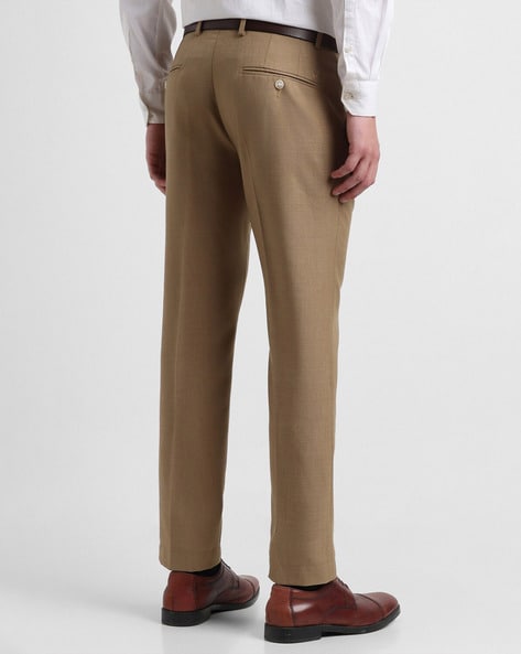 Buy Men Khaki Slim Fit Textured Casual Trousers Online - 550540 | Allen  Solly
