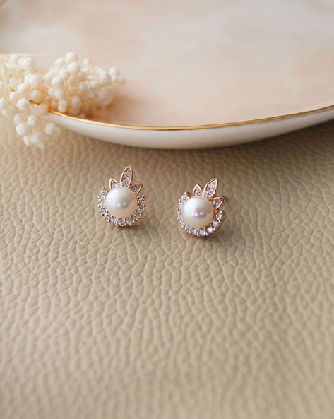 Buy Pearl Blush Drop Rose Gold Plated Sterling Silver Earrings by Mannash™  Jewellery