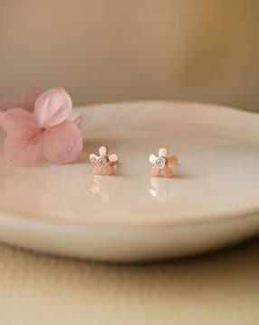 mannash Women Sterling Silver Rose Gold-Plated Stud Earrings-picture-12