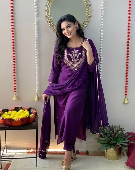 Purple Pant style Suit Butterfly Net | Womens dress suits, Fashion pants,  Salwar kameez