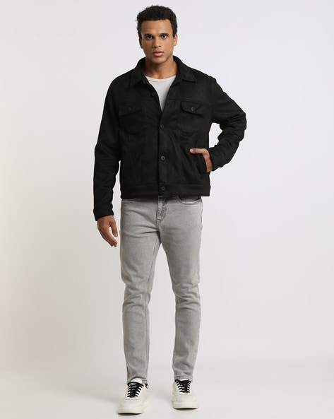 Buy CASA OF K Tobacco Suede Leather Bomber Jacket For Men (XS) at Amazon.in