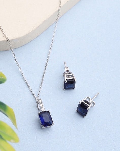Necklace for men with blue Sapphire stones and silver nuggets - JoyElly