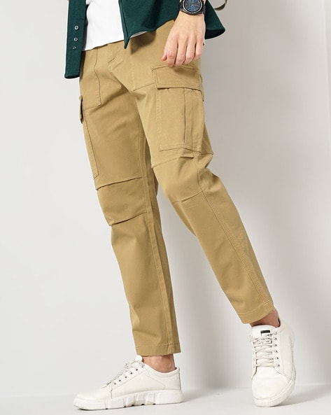 celio* Olive Regular Fit Flat Front Trousers