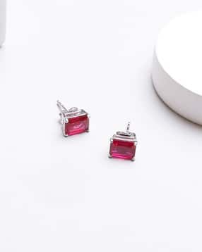 iski uski Women Sterling Silver Alicia Ruby Stud Earrings-picture-21
