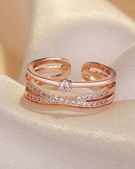 Women Rose Gold-Plated American Diamond-Studded Ring