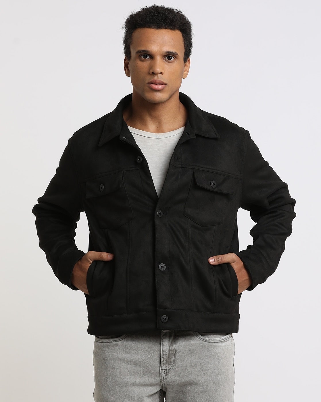 Buy Altheory by AZORTE Men Suede Jacket Online | Ajio.com