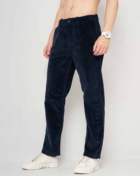 Regular-fit black watch tartan velvet trousers