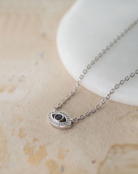 Buy Petite Dainty Evil Eye Rose Gold Plated Sterling Silver Chain Necklace  by Mannash™ Jewellery