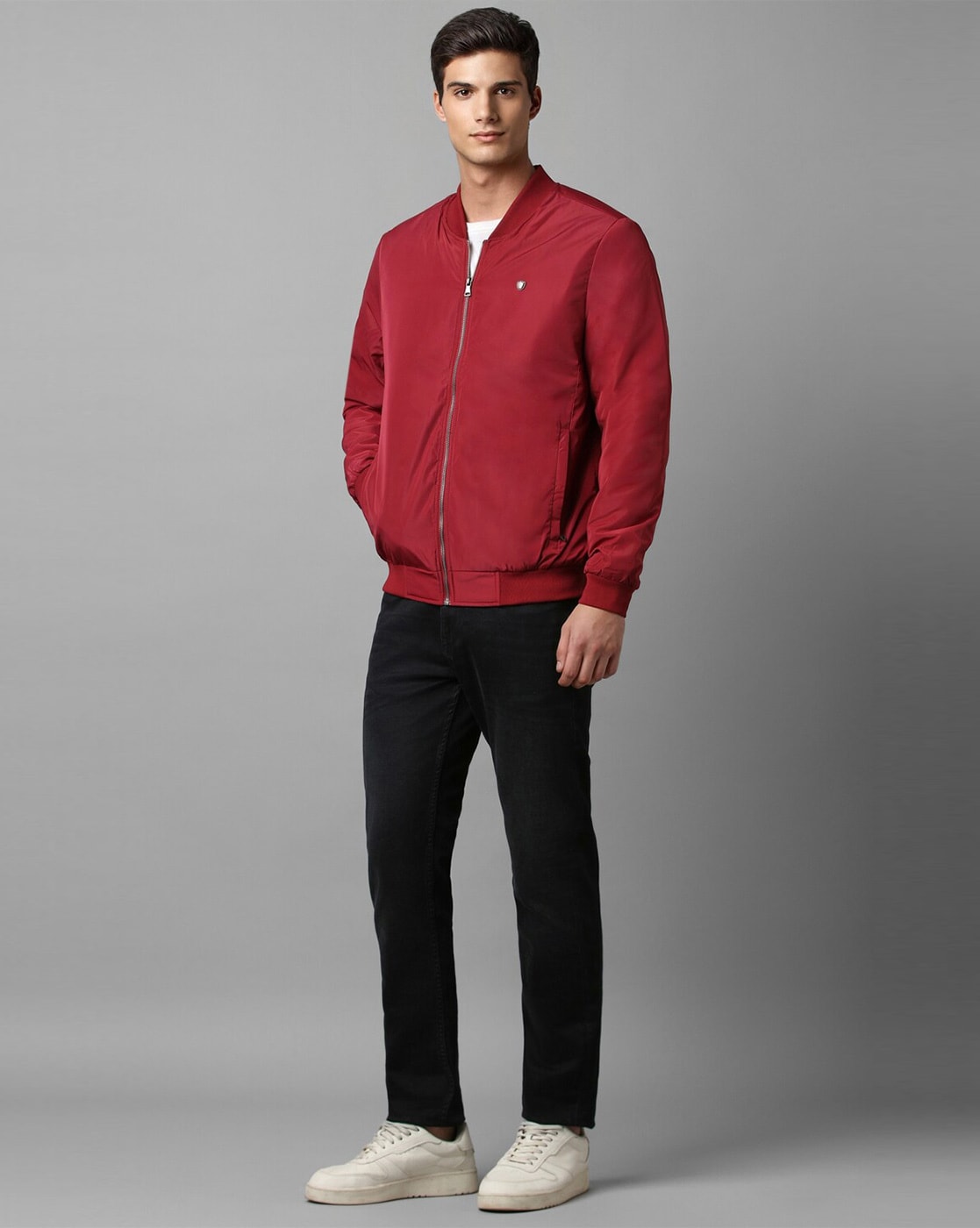 Buy Van Heusen Men Pink Solid Casual Jacket online