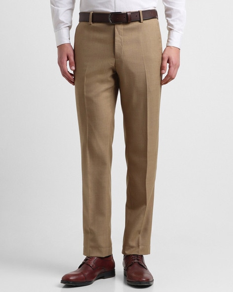 Buy Men Beige Regular Fit Solid Formal Trousers Online - 342638 | Allen  Solly