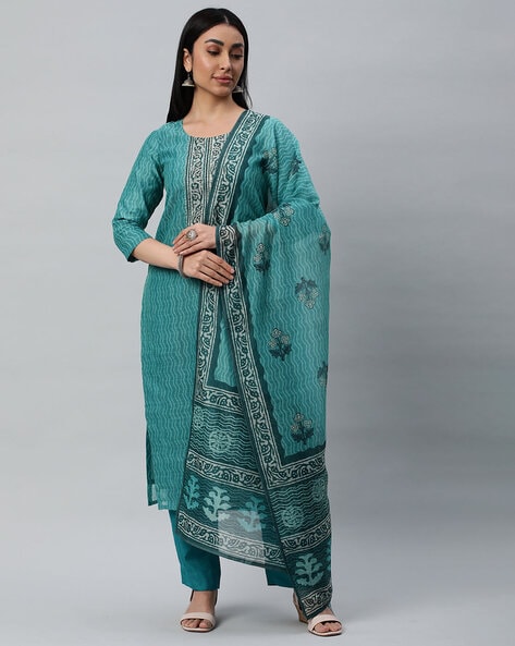 Women Embellished Unstitched Dress Material with Dupatta Set Price in India