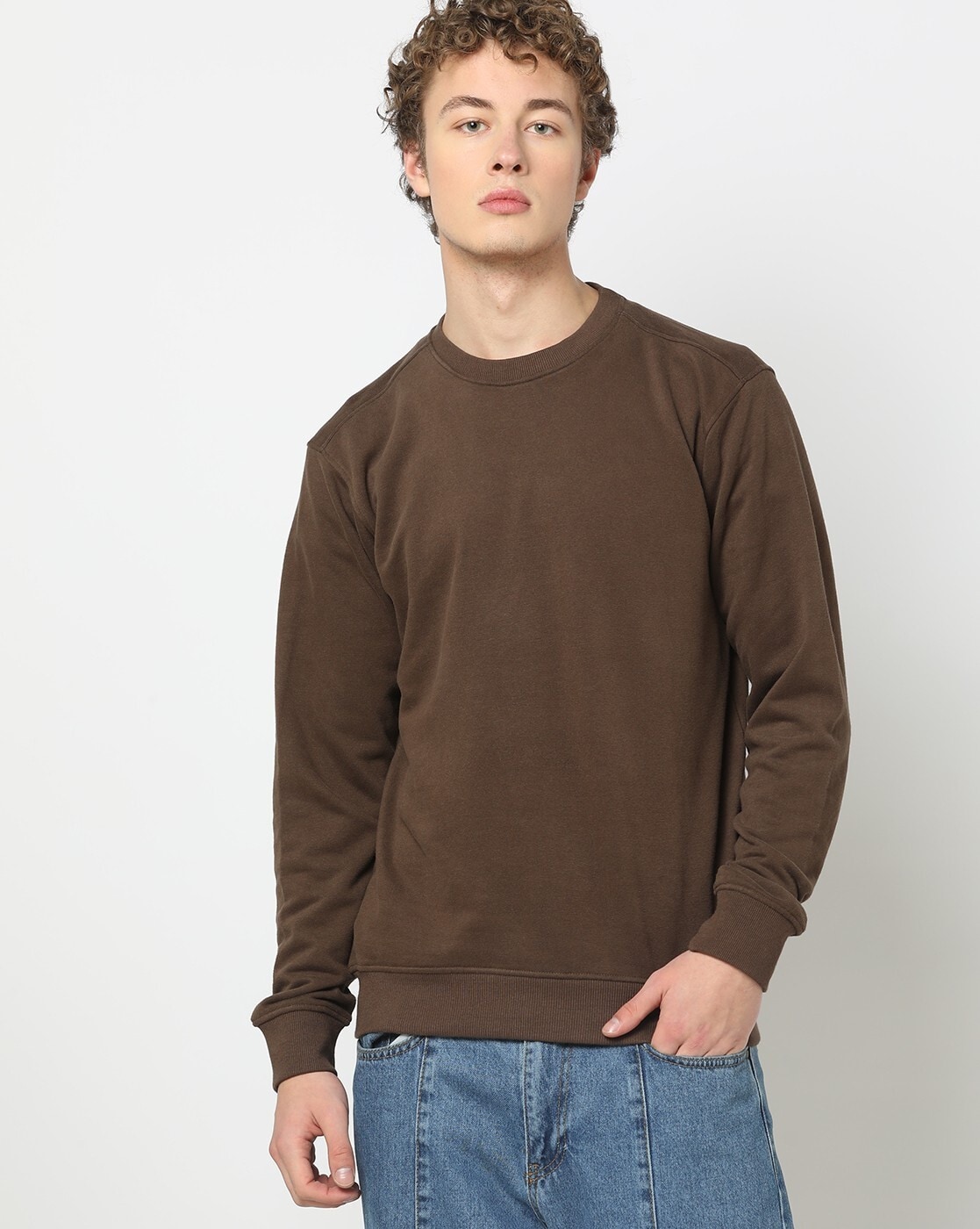 Men's brown crew hotsell neck sweatshirt