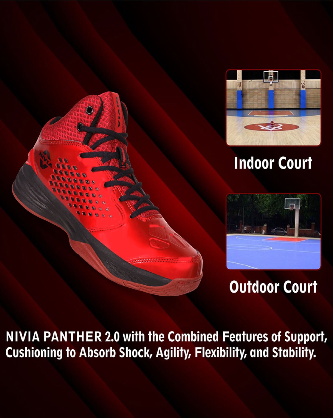 Nivia Men Basketball Shoes ( Red )