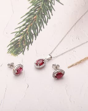 iski uski Women Sterling Silver Kyle Ruby Pendant Set-picture-16
