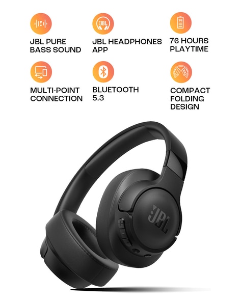 JBL Tune 720BT Wireless Over-Ear Headphones, Black - Worldshop