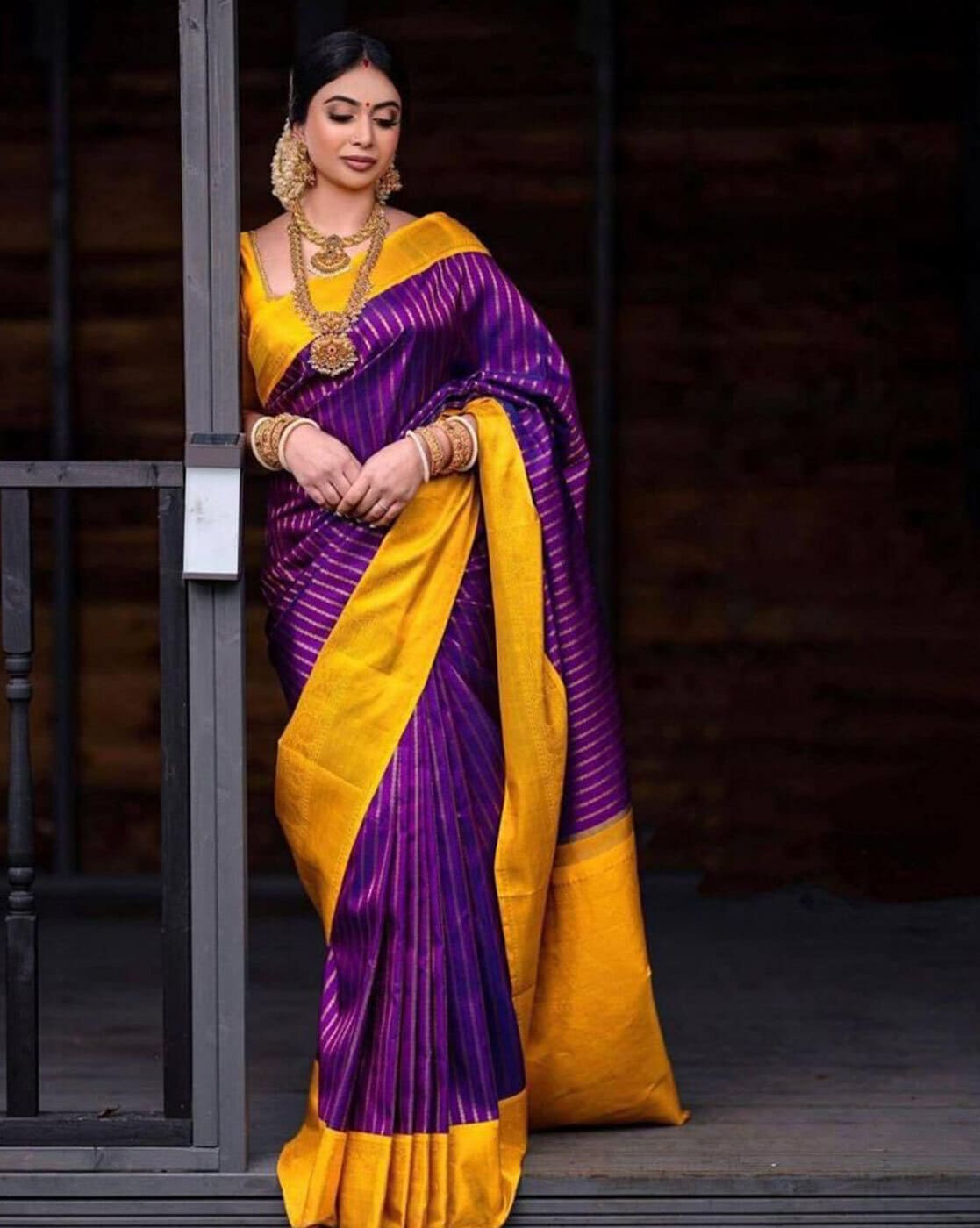 Handloom Banarasi Katan Silk Purple Saree – Khinkhwab