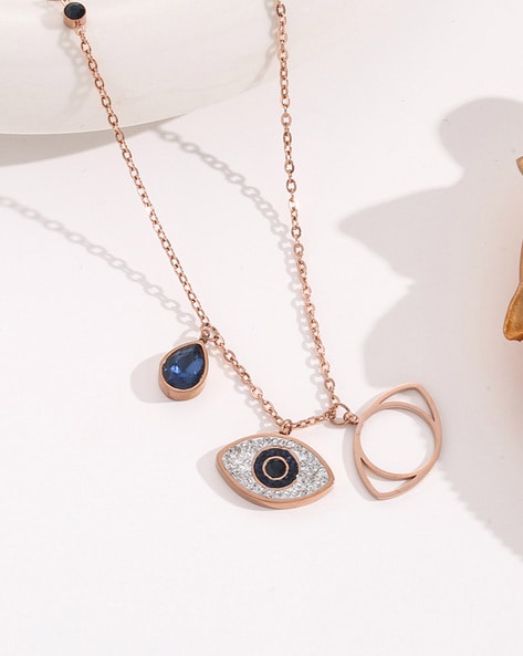 Dainty Evil Eye Necklace | Combo of Protection & Attraction | CWOG –  Colorful World Of Gems