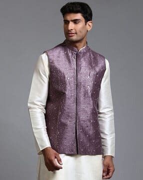 Men Embellished Slim Fit Nehru jacket-image-44