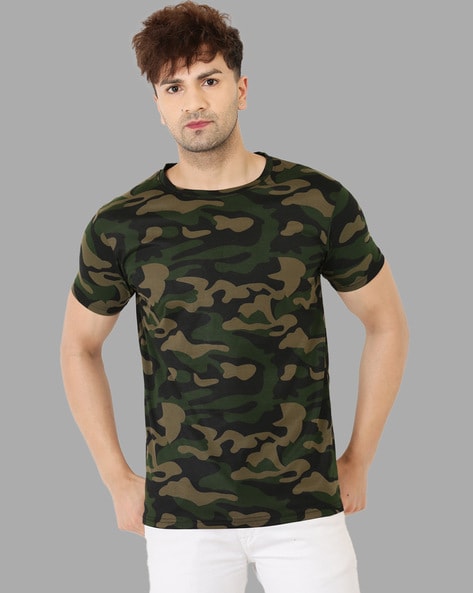 Men Camouflage Print Regular Fit T Shirt