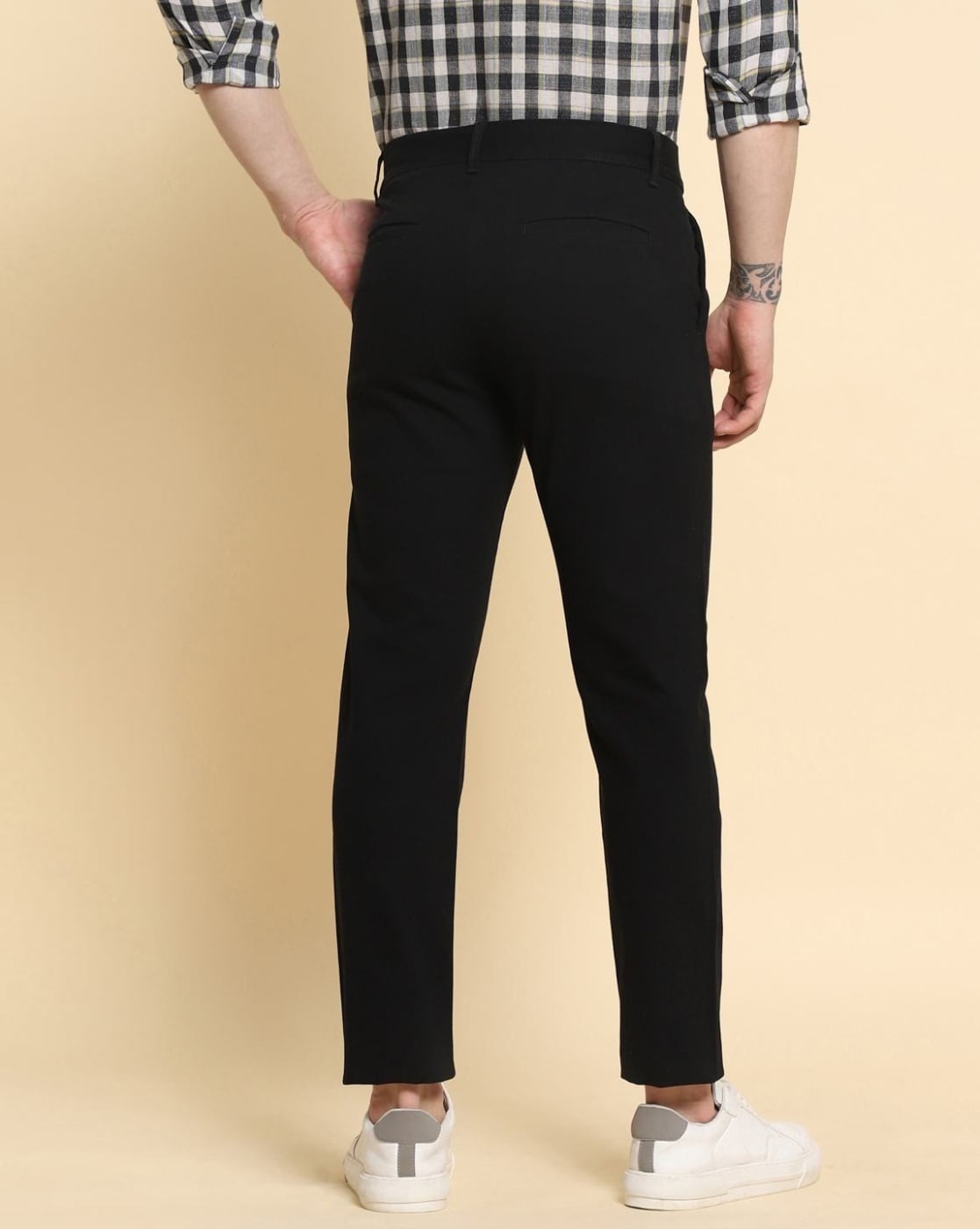 Stretch Chinos Standard Fit, Black | Peter Manning NYC